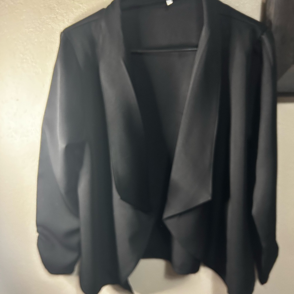 Black Women's Blazer- Draped Open Front